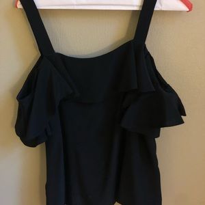 J crew cold shoulder black top